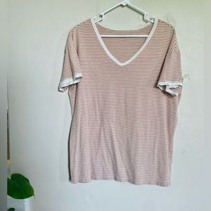 Aerie Stripped Oversized Real Soft V-Neck Tee